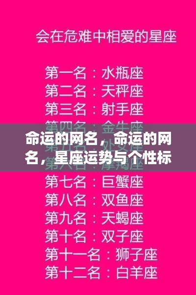 星座运势与个性标签融合,命运网名的巧妙探索