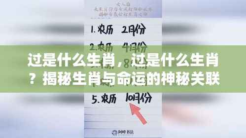 揭秘生肖之谜,命运与生肖过的神秘联系