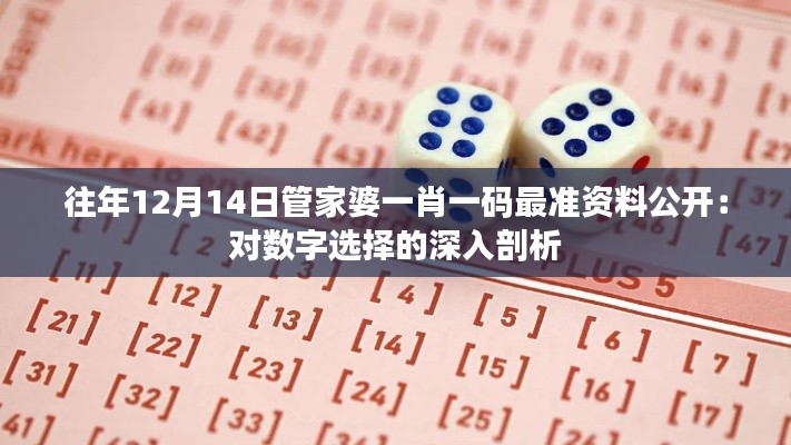 往年12月14日管家婆一肖一码最准资料公开:对数字选择的深入剖析
