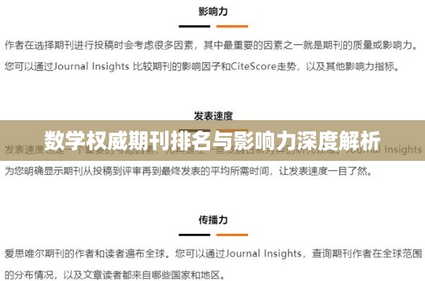 数学权威期刊排名与影响力深度解析