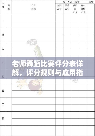 老师舞蹈比赛评分表详解,评分规则与应用指南