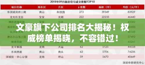 文豪旗下公司排名大揭秘!权威榜单揭晓,不容错过!